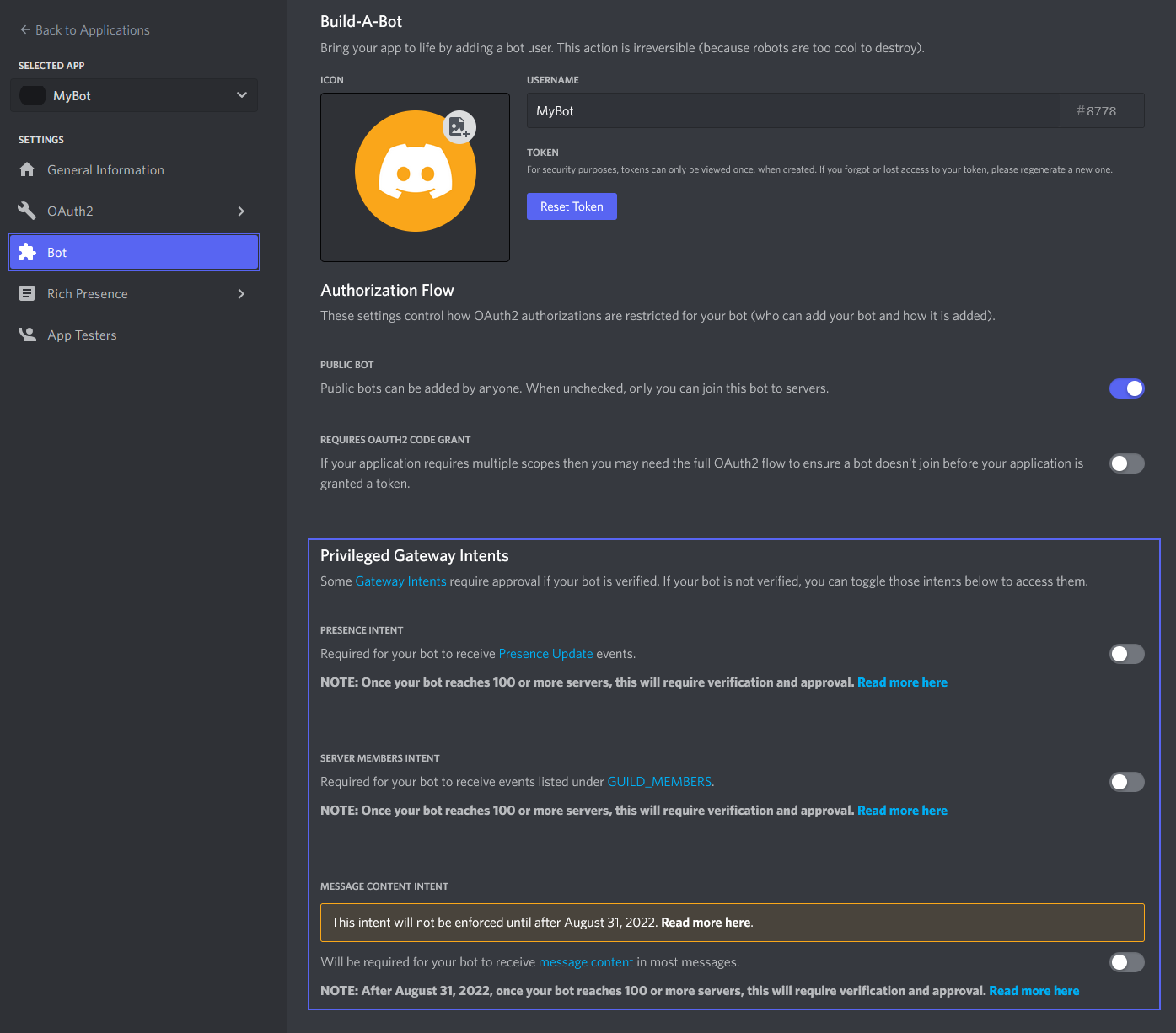 Discord Developer Portal — Documentation — Application